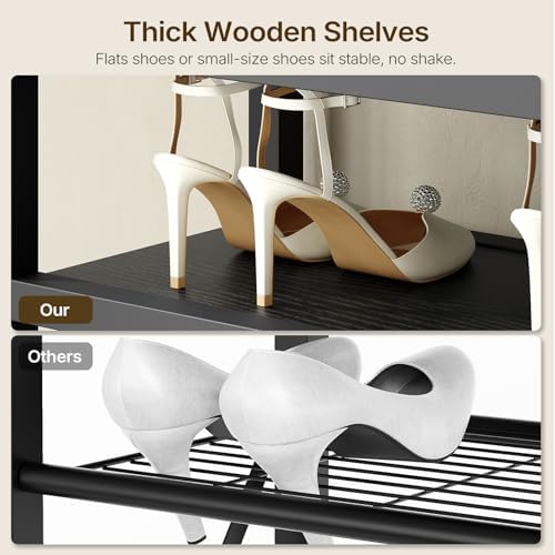 YATINEY Entryway Bench with Shoe Storage, 3-Tier Shoe Rack Bench with Wooden ...