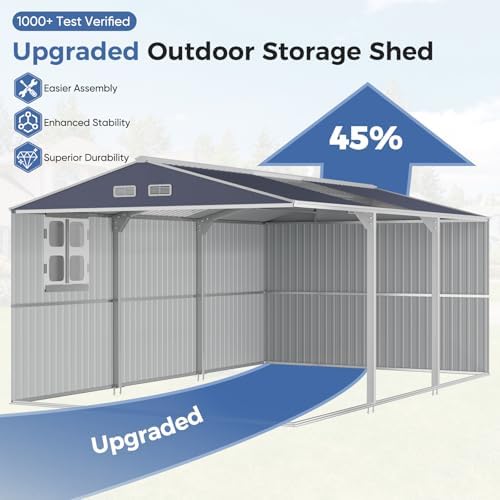 K Knowbody 10x16 FT Metal Storage Shed, 20-Gauge Frame with Double Doors