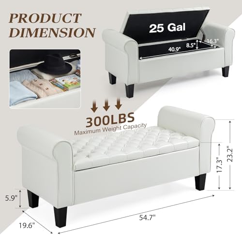 ECOTOUGE 55" Storage Ottoman Bench for Living Room, End of Bed Bench wit...