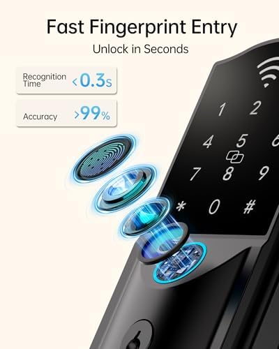 Built-in WiFi Smart Lock for Front Door, Fingerprint Keypad Deadbolt