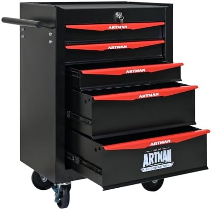 Heavy Duty 5-Drawer Rolling Tool Chest, Key Lock Tool Storage Cabinet with Lo...