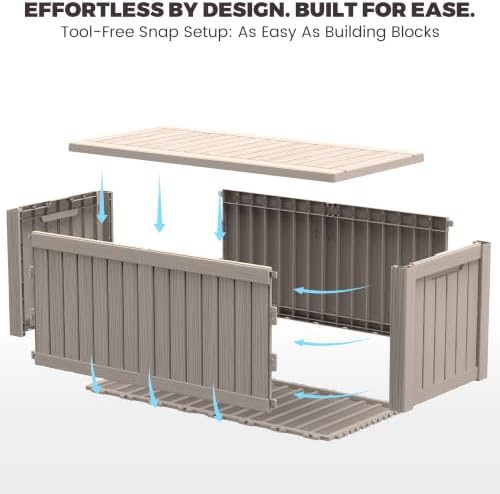 Outdoor Storage Box,150 Gallon Waterproof Deck Box [Upgraded 3.0]