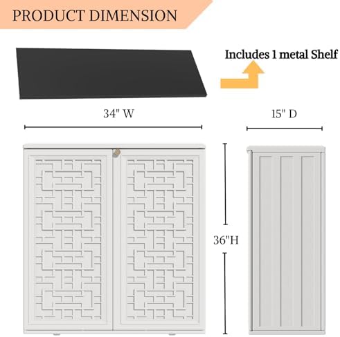 ZZM HDPE Outdoor Storage Shed, Outdoor Plastic Storage Cabinet, Horizontal Re...