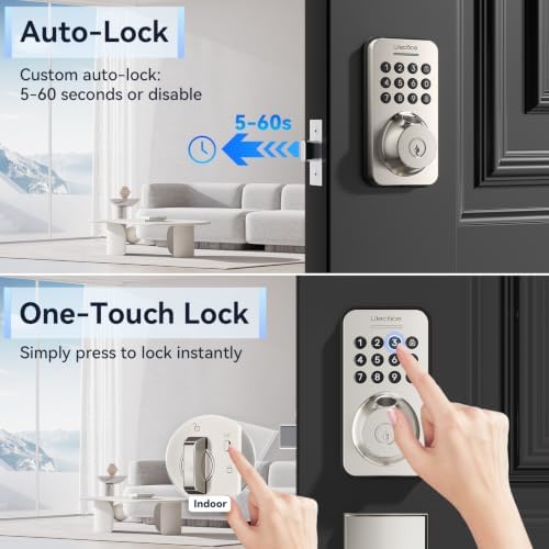 Ulecoce U68H Fingerprint Deadbolt Door Lock for Front Door with Handle
