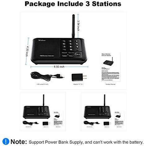 Wuloo Intercoms Wireless for Home 5280 Feet Range 10 Channel 3 Code, Wireless...
