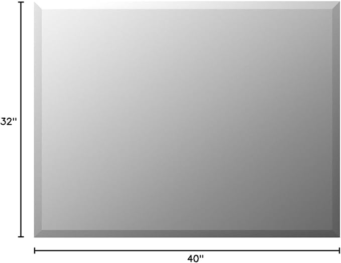 Mirrorons Beveled Mirror, Wall Mirror 40" x 32", Frameless Rectangl...