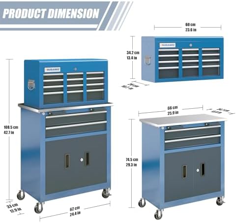 LARBANKE 8-Drawer Rolling Tool Chest with Wheels,2-in-1 Detachable Design