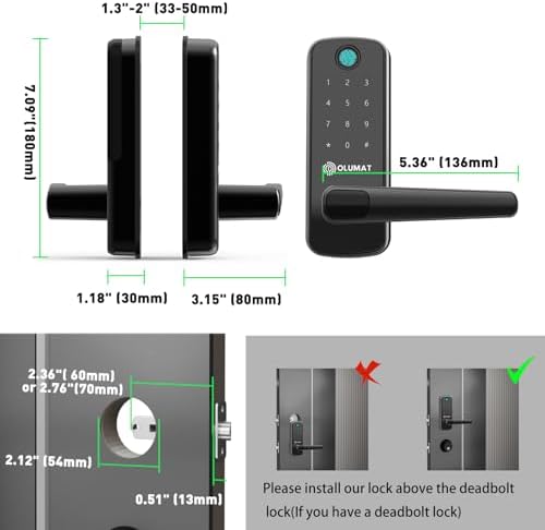 Smart Door Lock, OLUMAT Keyless Entry Door Lock Fingerprint Door Lock with Ke...
