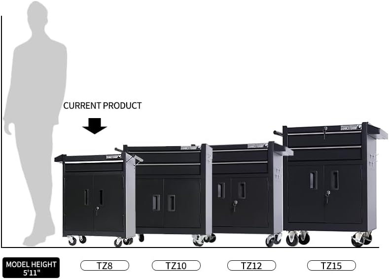 1 Drawer Tool Chest Heavy Duty Cart Steel Rolling Tool Box with Lockable Door...