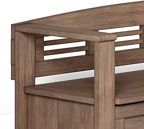 SIMPLIHOME Adams 48" Wide Solid Wood Storage Bench in Natural Brown