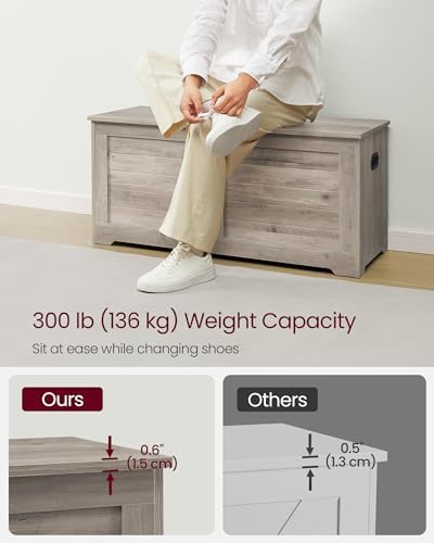 VASAGLE Storage Chest, 39.4 Inches Width Bench with 2 Safety Hinges