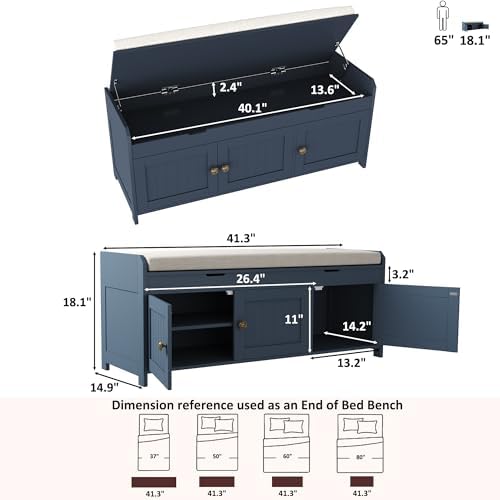 HOMEFORT 41.3" Shoe Bench with Lift Top Storage, Entryway Bench with Cus...