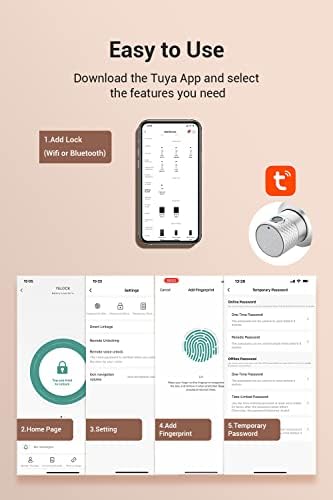 Buoan Big Fingerprint Smart Door Knob, Keyless Entry Door Lock with Keypad
