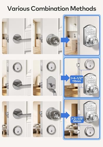 TEEHO TE003 Keypad Door Knob Lock, Keyless Entry Door Handle, Satin Nickel
