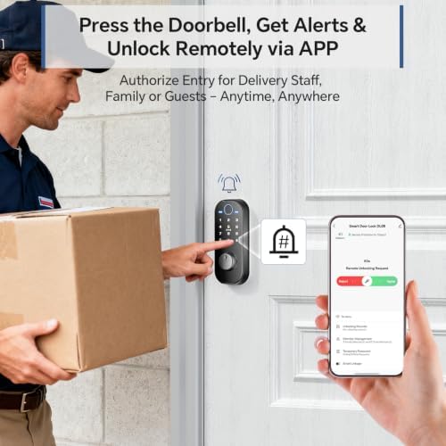 Ulecoce DL08 Fingerprint Smart Deadbolt with App Control, Mate Black