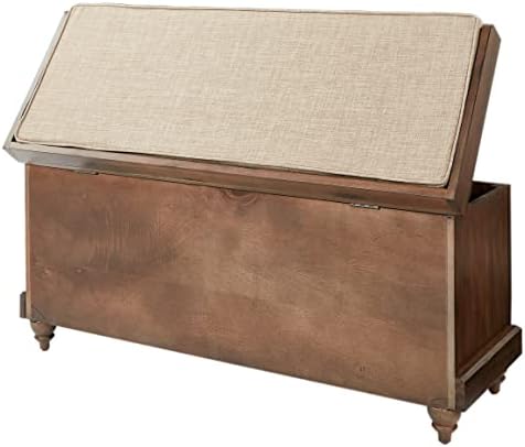 OSP Home Furnishings Dover Coastal Lift-Top Storage Bench with Shutter Face S...