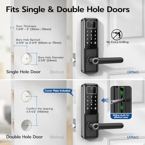 WiFi Video Smart Keypad Door Lock with Camera and Doorbell, Keyless Entry