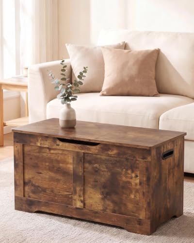 Timberer 31.5" Storage Chest with 2 Safety Hinges, Wooden Storage Trunk