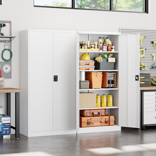 Yizosh Metal Garage Storage Cabinet with Lock, 71" Locking Tool Cabinet ...
