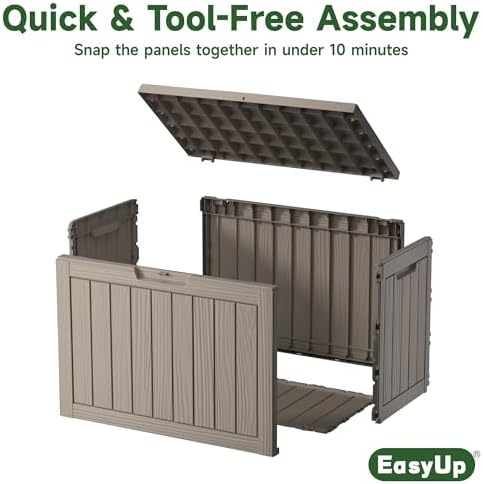 EasyUp 45 Gallon Waterproof Outdoor Storage Box UV Resistant Deck Box