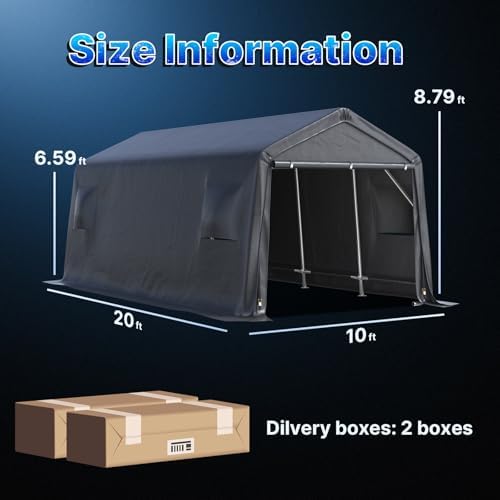 ADVANCE OUTDOOR 10X20 ft Carport Heavy Duty Outdoor Patio Portable Canopy Sto...