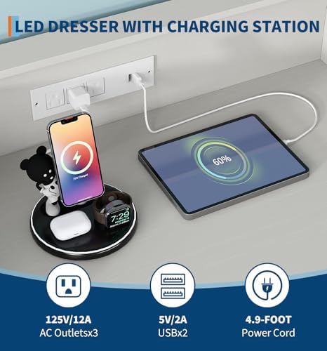 Jojoka 4 Drawer Dresser with RGB LED Light & Charging Station - Modern Ch...