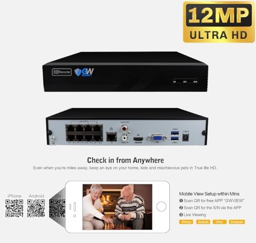 GW Security 8 Channel 4K NVR 5MP 30FPS Audio & Video Security Camera System