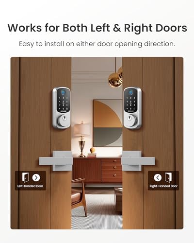 DESLOC B200 Fingerprint Smart Lock with 2 Lever Handles Set,Front Door Lock