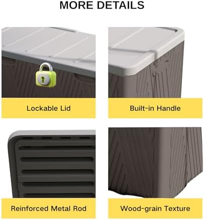 Kingdura 110 Gallon Outdoor Storage Box, Waterproof Resin Deck Box for Indoor...