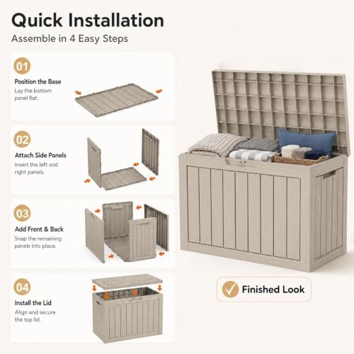 Resin Deck Box Waterproof Outdoor indoor Storage Box 50 Gallon