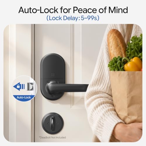 Keypad Door Lock with Handle, Smart Keyless Entry with Code for Front Door