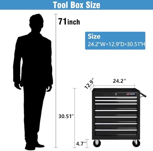 7 Drawers Rolling Tool Cart on Wheels, Multifunctional Organizer Tool Chest T...