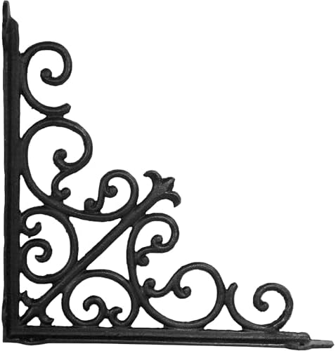 NACH Decorative Shelf Brackets, 1 Pack of 15 x 2 x 15 inch, Black Cast Iron W...