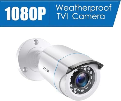 ZOSI 4 Pack 1080p HD-TVI Security Camera Outdoor, 1920TVI Bullet Camera