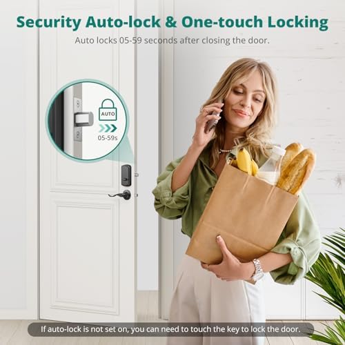 AkaGear Fingerprint Keyless Entry Door Lock with Lever Handle Set, Black