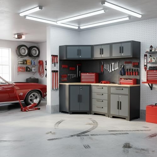8-Pcs Garage Storage Cabinet System, Black and Grey