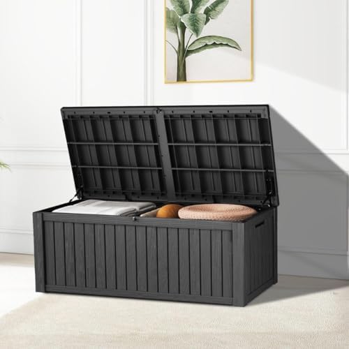 Outdoor Storage Box 185GAL Waterproof Resin Deck Box,Pool Accessories Supplie...