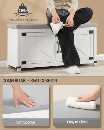 Hzuaneri 39.4" Shoe Storage Bench, with Soft Padded Seat Cushion & D...
