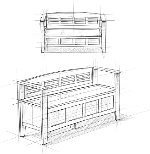 SIMPLIHOME Adams 48" Wide Solid Wood Storage Bench in Natural Brown
