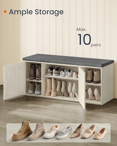 SONGMICS HOME Shoe Storage Bench, Snapsemble Superfast Assembly