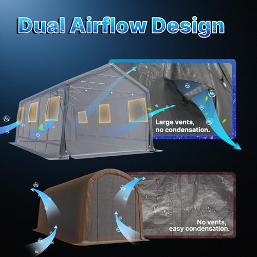 ADVANCE OUTDOOR 13x20 ft Carport 2 Roll up Doors & Vents Outdoor Portable...