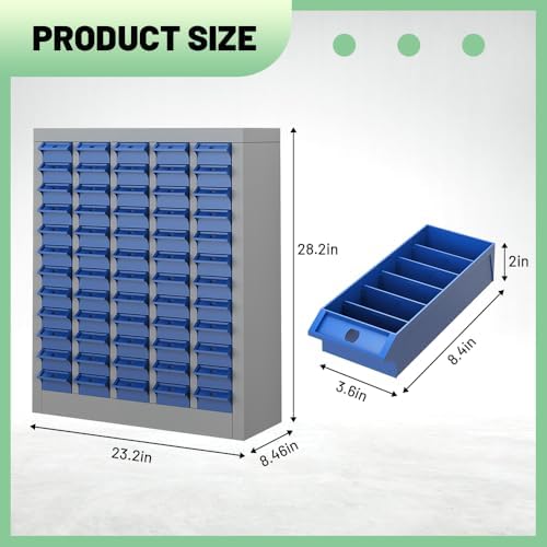 Yeeoy 60 Drawers Parts Cabinet, Nut and Bolt Storage Organizer, Grey