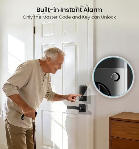 Veise VE06-L Smart Deadbolt Lock with 2 Lever Handle Set, Matte Black
