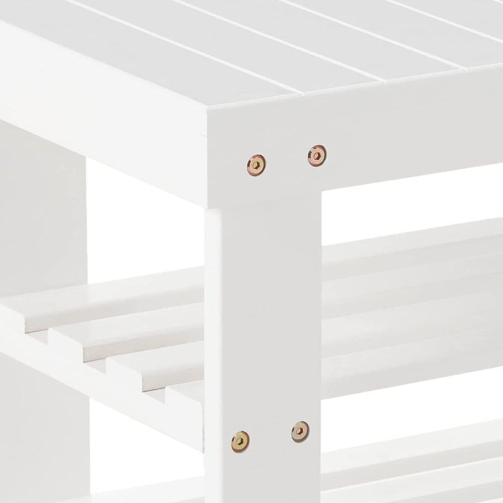 Roundhill Furniture Pina Quality Solid Wood Shoe Bench, White Finish