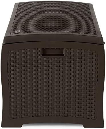 Suncast Outdoor Storage Box - 73 Gallon Mocha Brown Deck Box for Patio, weath...