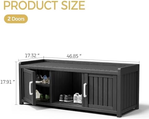 Storage Bench - Waterproof Resin Shoe Bench with Adjustable Shelves - Indoor ...