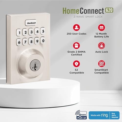 Kwikset HomeConnect 620 Z-Wave Long Range Enabled Keypad Smart Lock Convenien...