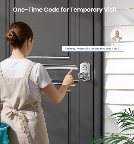 Veise KS03 Keypad Door Knob, Keyless Entry Lock with Handle, Satin Nickel