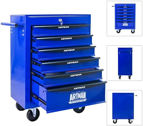 Heavy Duty 6-Drawer Rolling Tool Chest, Key Lock Tool Storage Cabinet with Lo...