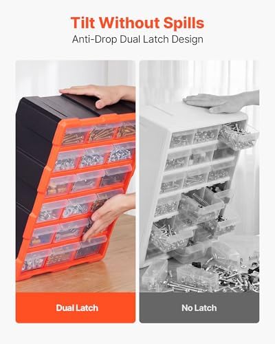 VEVOR 18-Drawer Storage Organizer, Plastic, Drawer Storage Cabinet for Garage...